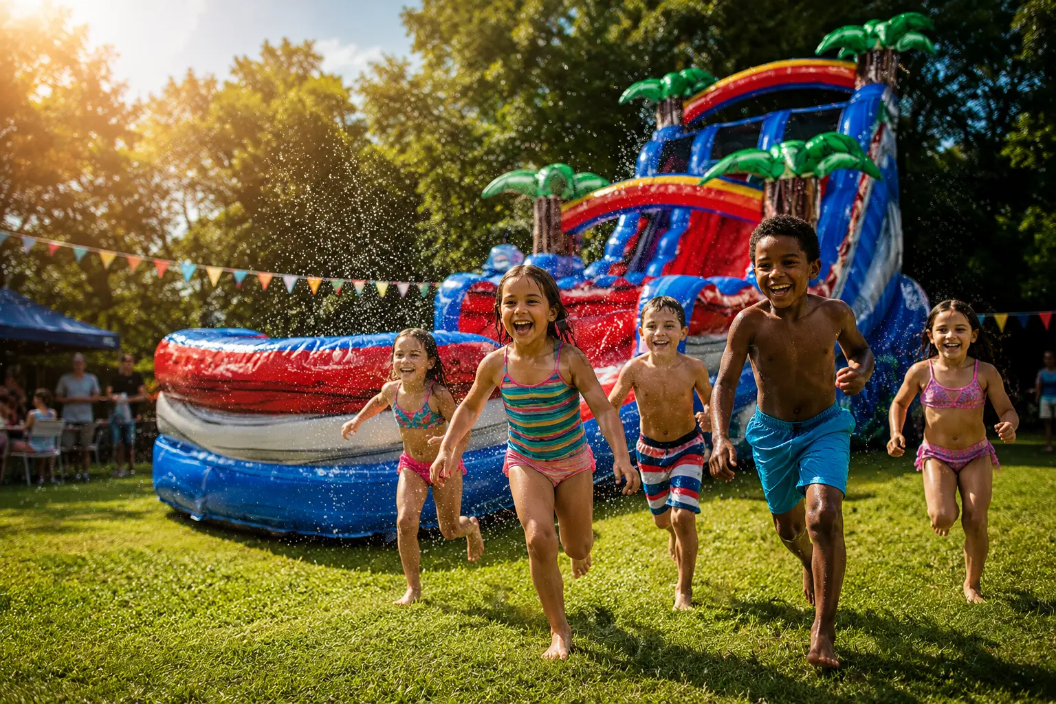 South Georgia Water Slides inflatable rentals set up at a party