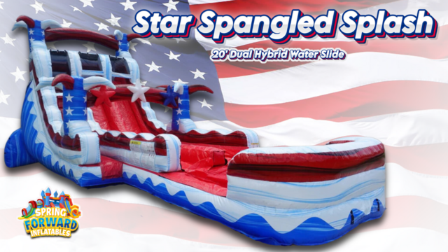 20FT Star Spangled Splash Dual Lane Hybrid — inflatable rental delivered in Leesburg, GA