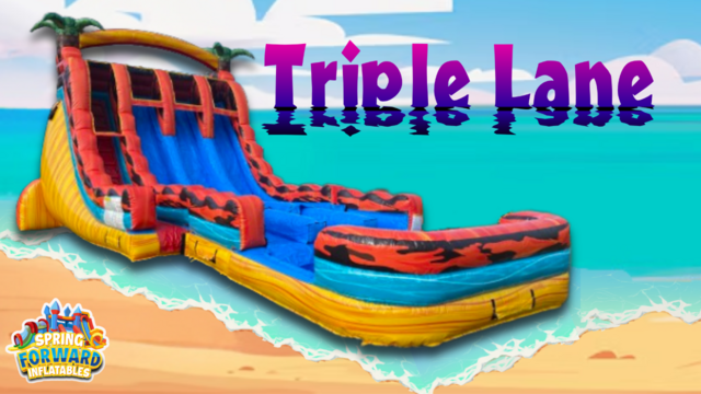 21FT Triple Lane Hybrid Water Slide — inflatable rental delivered in Leesburg, GA