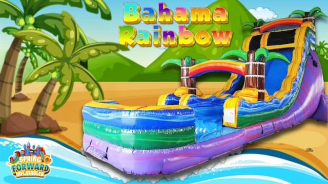 22FT Bahama Rainbow Single Lane Hybrid — inflatable rental delivered in Leesburg, GA